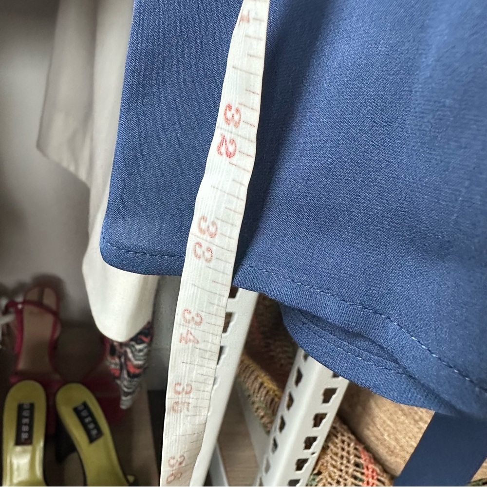 Joie Blue Silk Button Down Waist Tie Belted Dress Peasant Cottage Coastal S - Picture 6 of 6